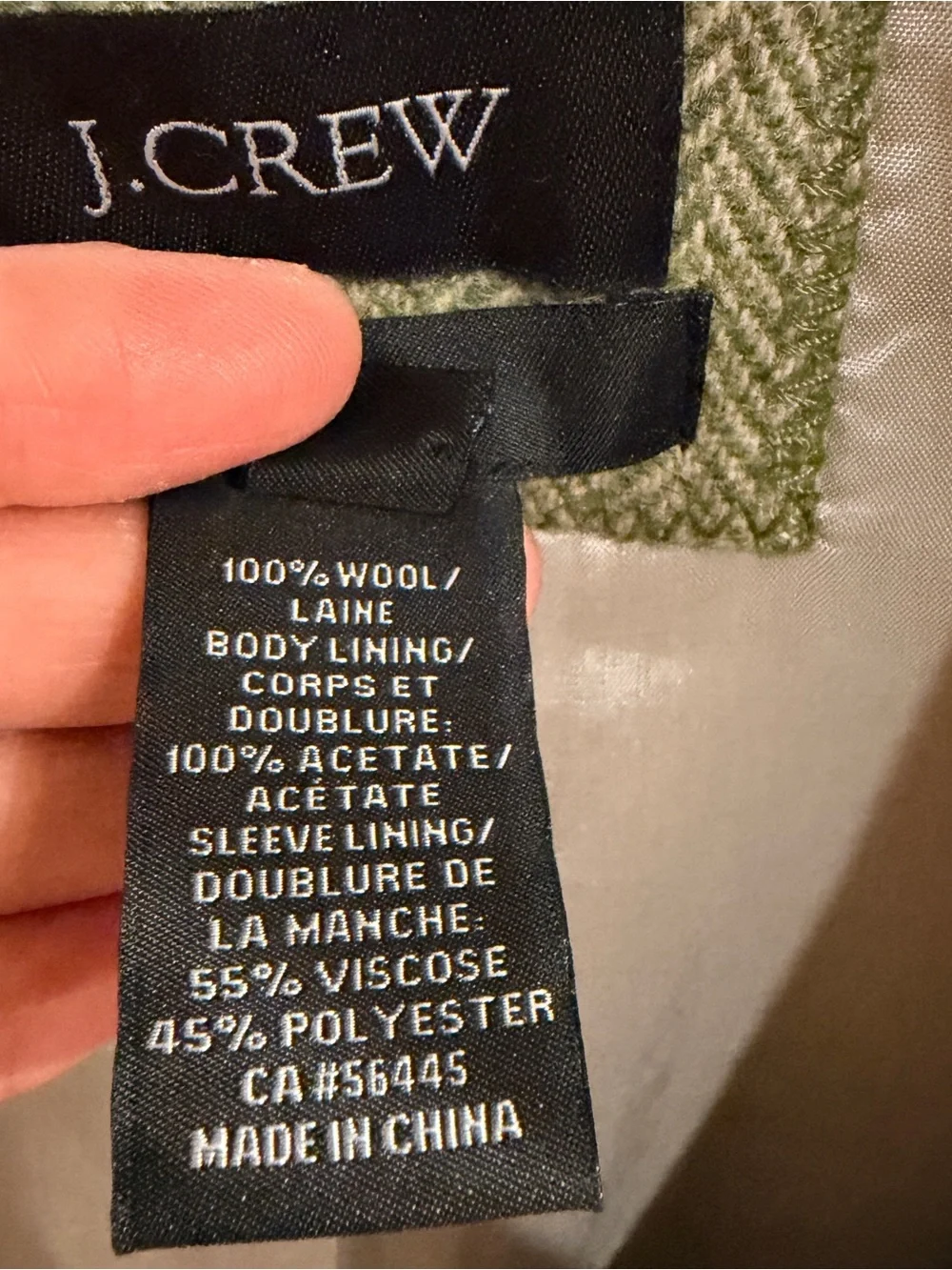 J. Crew Olive Hacking 100% wool Blazer